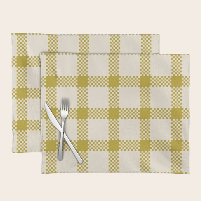 Antique Moss Check Grid Placemat Gallery Image 1