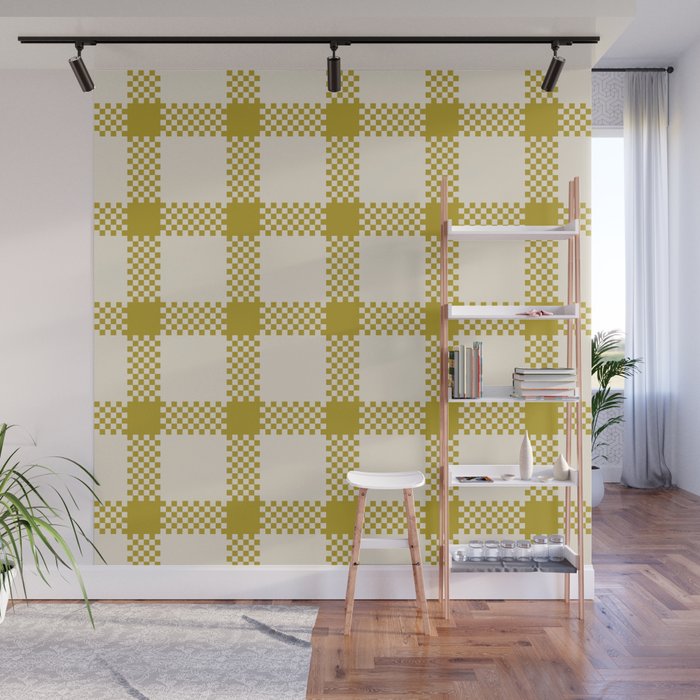 Antique Moss Check Grid Wall Mural Gallery Image 1