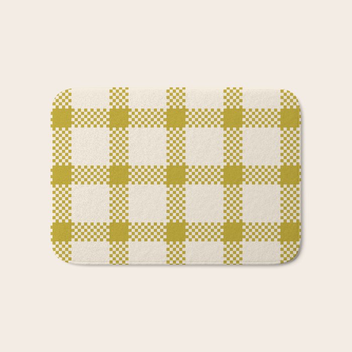 Antique Moss Check Grid Bath Mat Gallery Image 1