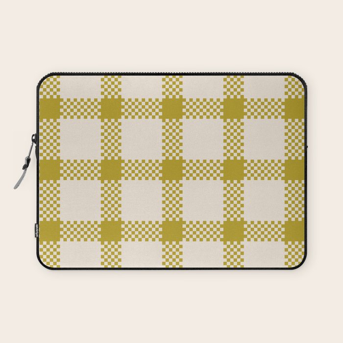 Antique Moss Check Grid Laptop Sleeve Gallery Image 1