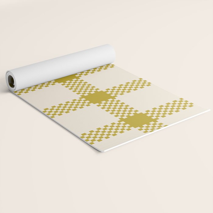 Antique Moss Check Grid Yoga Mat Gallery Image 2