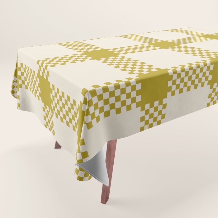 Antique Moss Check Grid Tablecloth Gallery Image 1