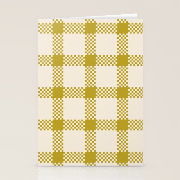 Antique Moss Check Grid Stationery Card Gallery Image 2