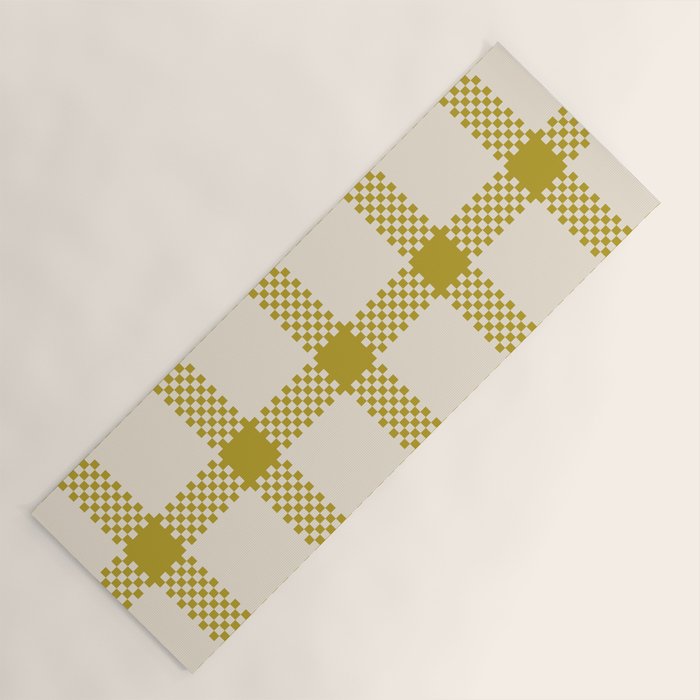 Antique Moss Check Grid Yoga Mat Gallery Image 1