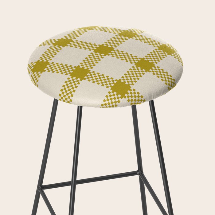 Antique Moss Check Grid Stool Gallery Image 2