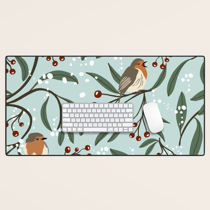 Christmas Robins Desk Mat Gallery Image 1