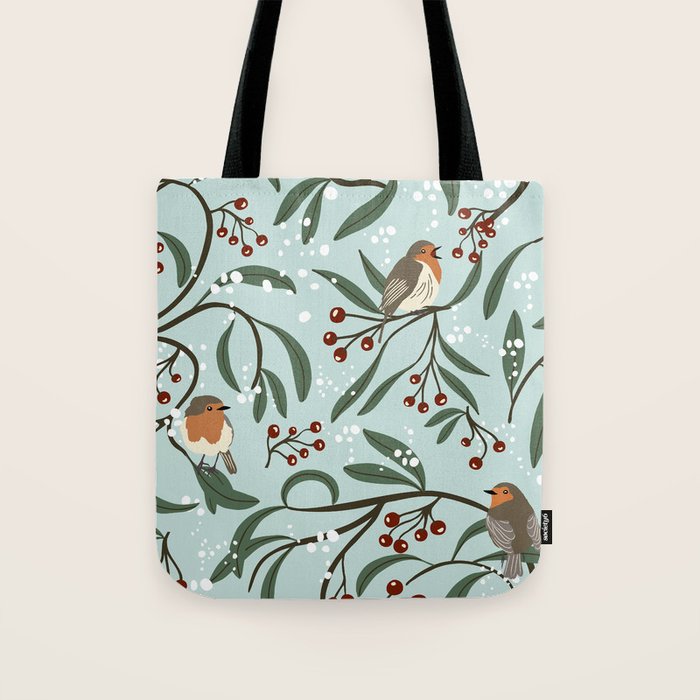Christmas Robins Tote Bag Gallery Image 1