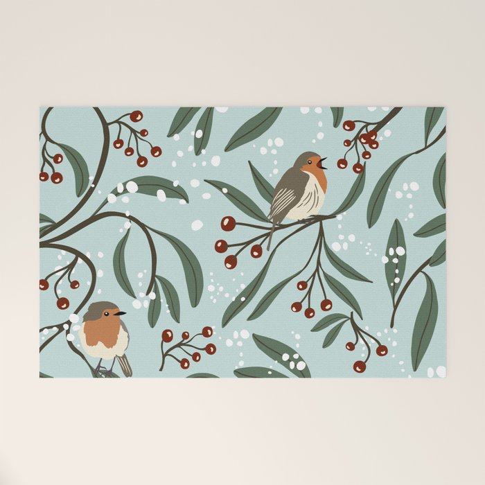 Christmas Robins Welcome Mat Gallery Image 1