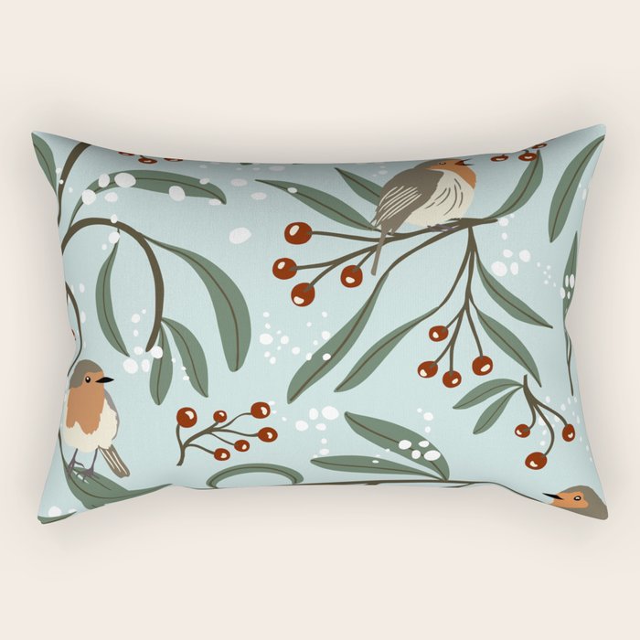 Christmas Robins Rectangular Pillow Gallery Image 2