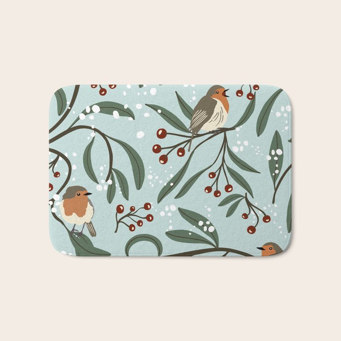 Christmas Robins Bath Mat Gallery Image 1