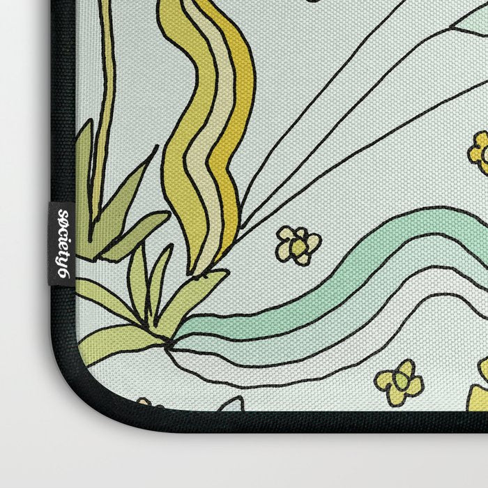 dolphin love flower power // retro surf art by surfy birdy Laptop Sleeve Gallery Image 3