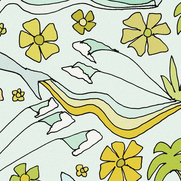 dolphin love flower power // retro surf art by surfy birdy Coffee Mug Gallery Image 2