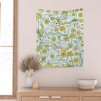 dolphin love flower power // retro surf art by surfy birdy Wall Tapestry Gallery Image 2