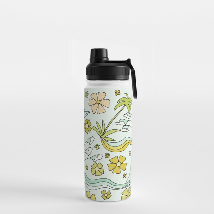 dolphin love flower power // retro surf art by surfy birdy Water Bottle Gallery Image 2