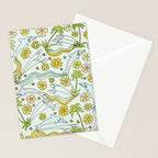 dolphin love flower power // retro surf art by surfy birdy Stationery Card Gallery Image 2