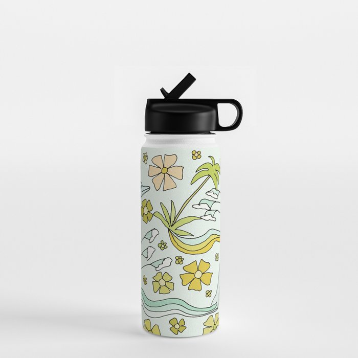 dolphin love flower power // retro surf art by surfy birdy Water Bottle Gallery Image 1