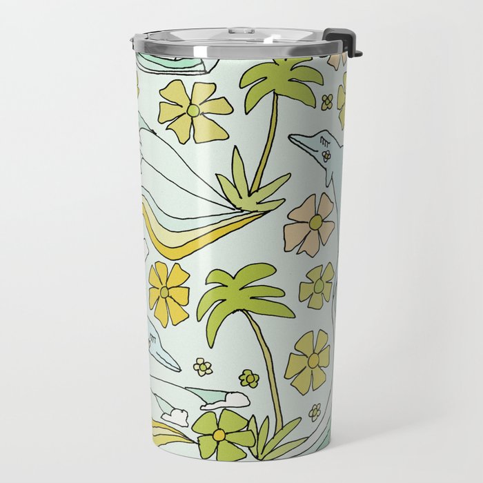 dolphin love flower power // retro surf art by surfy birdy Travel Mug Gallery Image 2