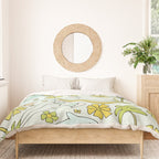 dolphin love flower power // retro surf art by surfy birdy Duvet Cover Gallery Image 3