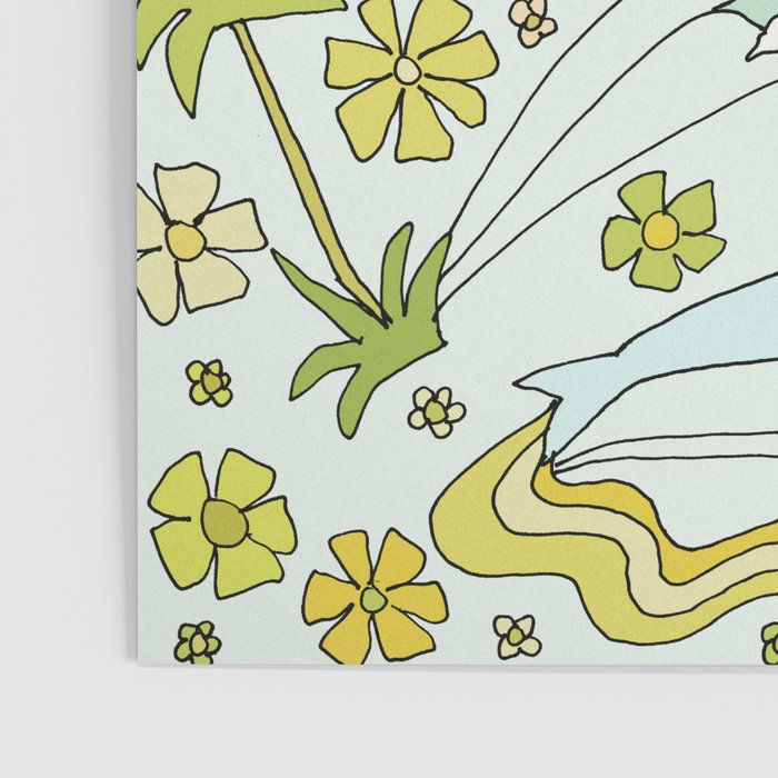 dolphin love flower power // retro surf art by surfy birdy Poster Gallery Image 3