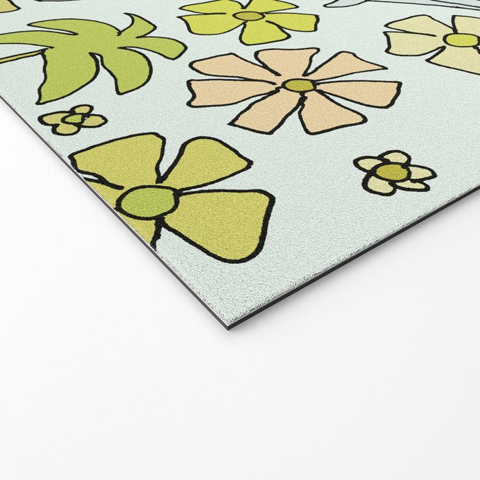 dolphin love flower power // retro surf art by surfy birdy Welcome Mat Gallery Image 2