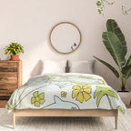 dolphin love flower power // retro surf art by surfy birdy Comforter Gallery Image 3