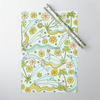 dolphin love flower power // retro surf art by surfy birdy Wrapping Paper Gallery Image 1
