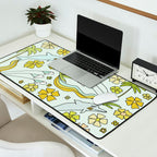 dolphin love flower power // retro surf art by surfy birdy Desk Mat Gallery Image 2
