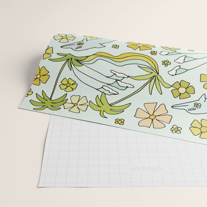 dolphin love flower power // retro surf art by surfy birdy Wrapping Paper Gallery Image 2
