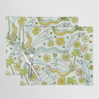 dolphin love flower power // retro surf art by surfy birdy Placemat Gallery Image 1