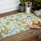 dolphin love flower power // retro surf art by surfy birdy Outdoor Rug Gallery Image 2
