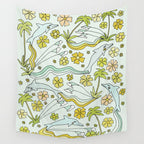 dolphin love flower power // retro surf art by surfy birdy Wall Tapestry Gallery Image 4