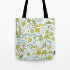 dolphin love flower power // retro surf art by surfy birdy Tote Bag Gallery Image 1