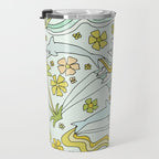 dolphin love flower power // retro surf art by surfy birdy Travel Mug Gallery Image 3