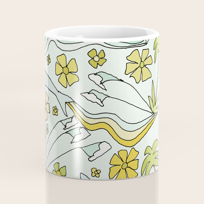 dolphin love flower power // retro surf art by surfy birdy Coffee Mug Gallery Image 4