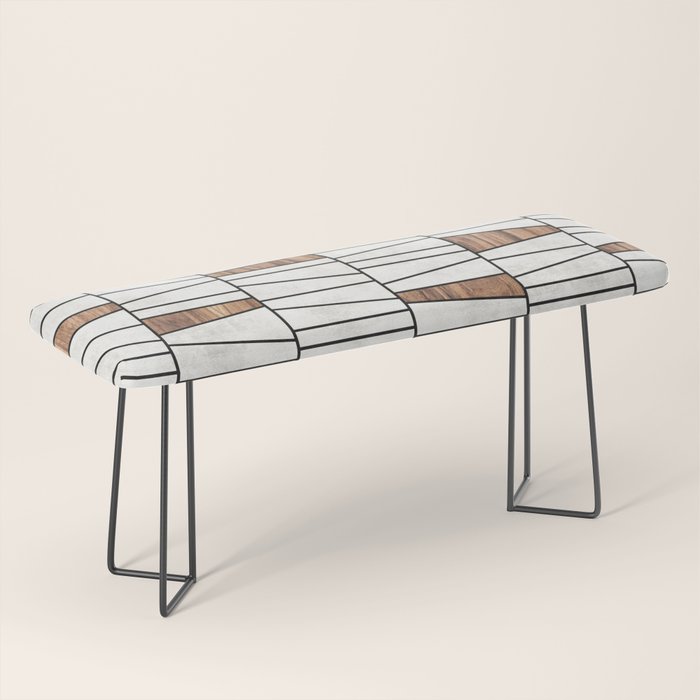Mid-Century Modern Pattern No.4 - Concrete and Wood Bench Gallery Image 1