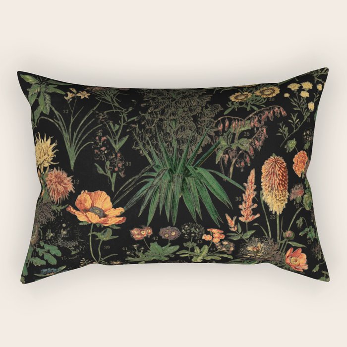 Exotic Midnight Floral Garden Rectangular Pillow Gallery Image 1