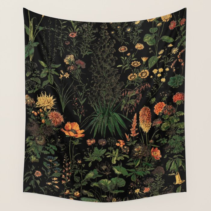 Exotic Midnight Floral Garden Wall Tapestry Gallery Image 4
