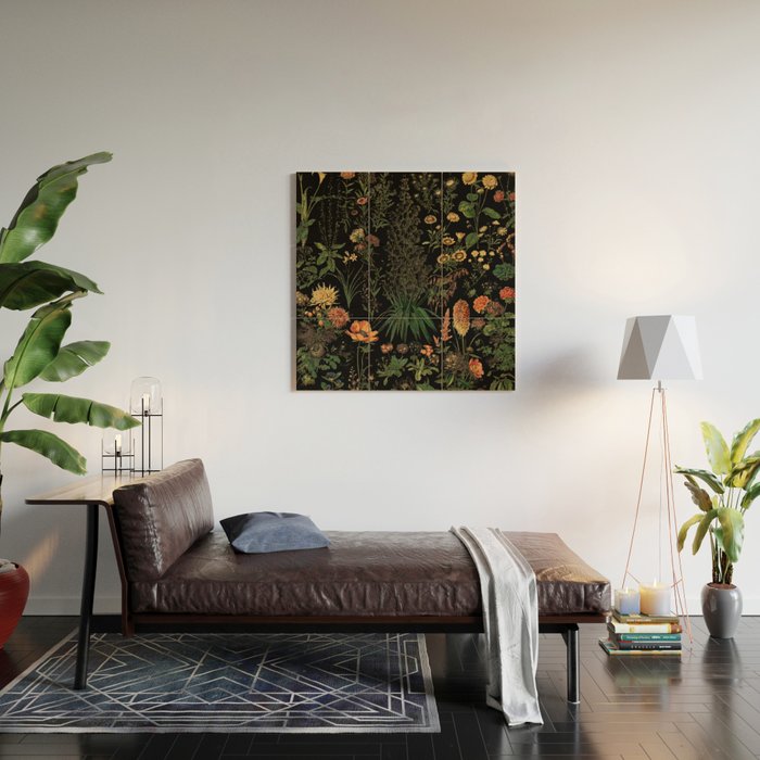 Exotic Midnight Floral Garden Wood Wall Art Gallery Image 2