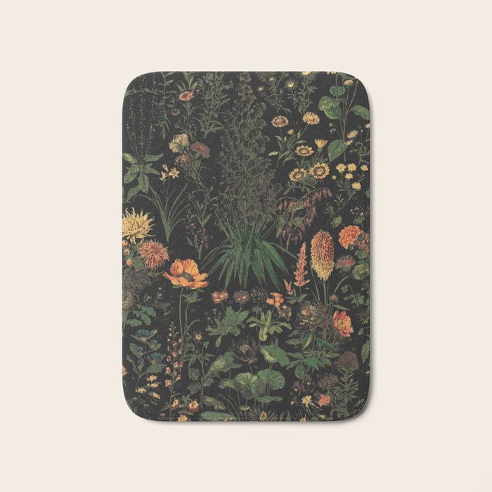 Exotic Midnight Floral Garden Bath Mat Gallery Image 1