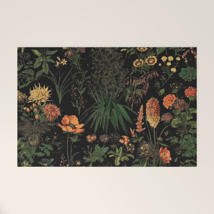 Exotic Midnight Floral Garden Welcome Mat Gallery Image 1