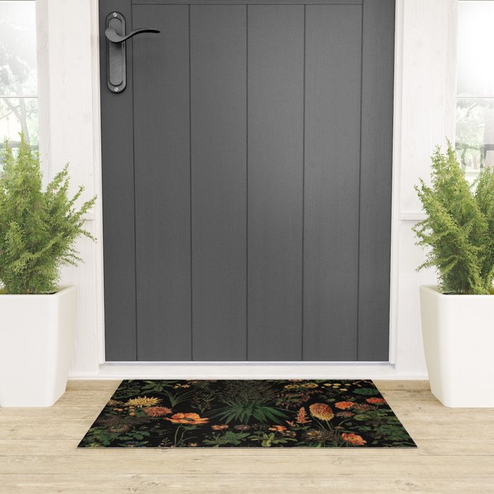 Exotic Midnight Floral Garden Welcome Mat Gallery Image 3