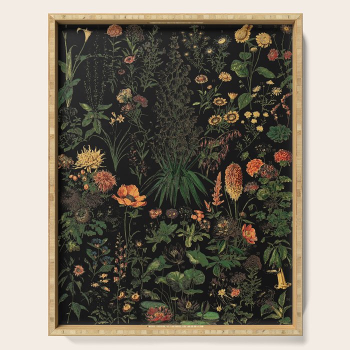 Exotic Midnight Floral Garden Serving Tray Gallery Image 1