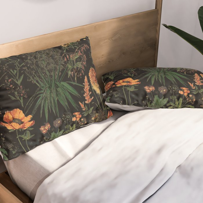 Exotic Midnight Floral Garden Pillow Sham Gallery Image 2