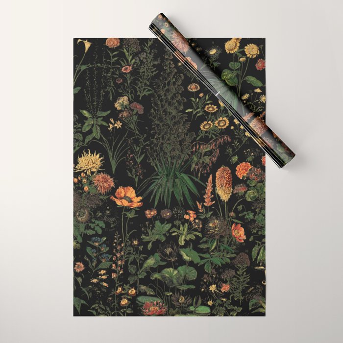 Exotic Midnight Floral Garden Wrapping Paper Gallery Image 1
