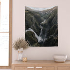 Voringsfossen Waterfall - Landscape and Nature Photography Wall Tapestry Gallery Image 2
