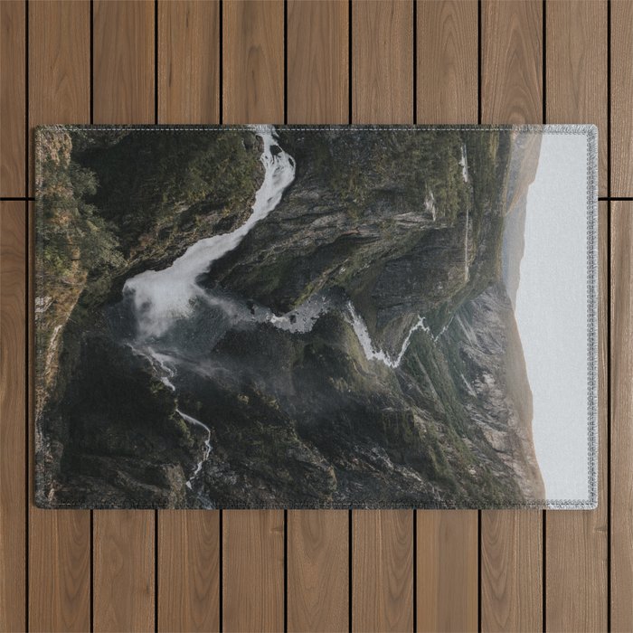 Voringsfossen Waterfall - Landscape and Nature Photography Outdoor Rug Gallery Image 1
