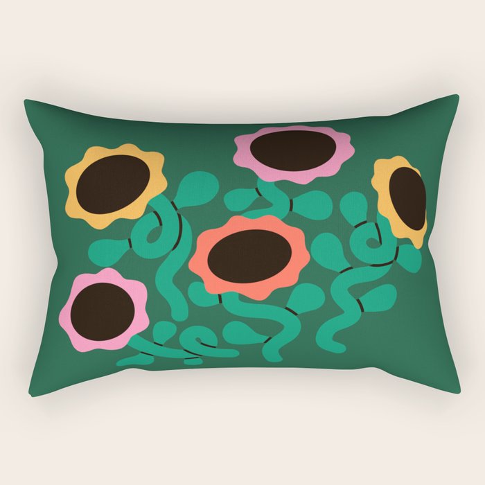 Colorful Abstract Sunflowers Rectangular Pillow Gallery Image 2