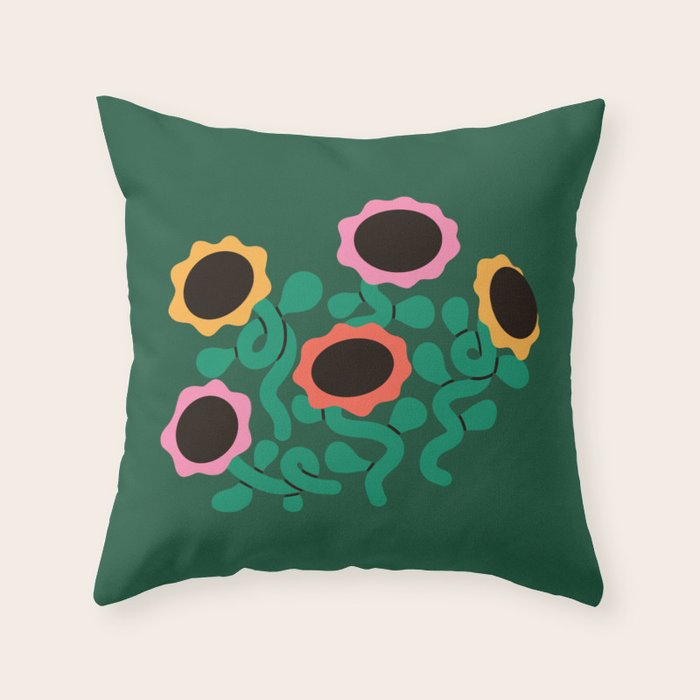 Colorful Abstract Sunflowers Throw Pillow Gallery Image 6