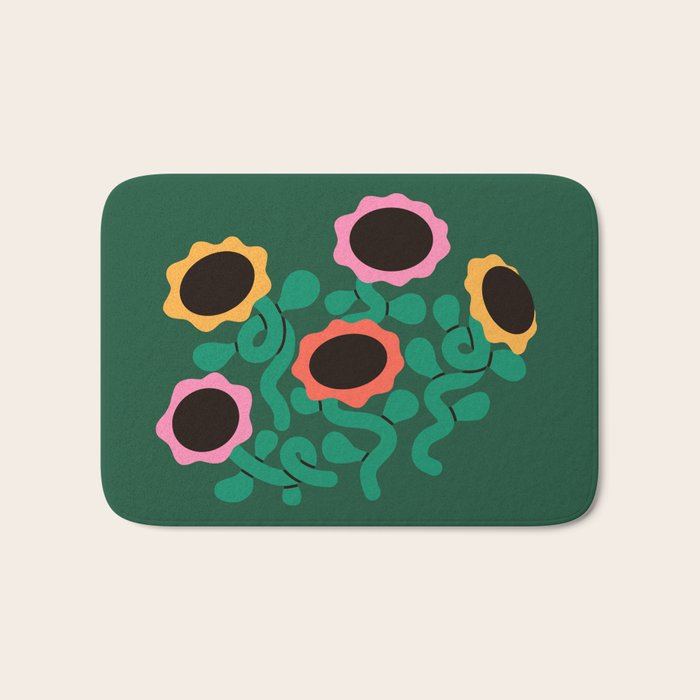 Colorful Abstract Sunflowers Bath Mat Gallery Image 1