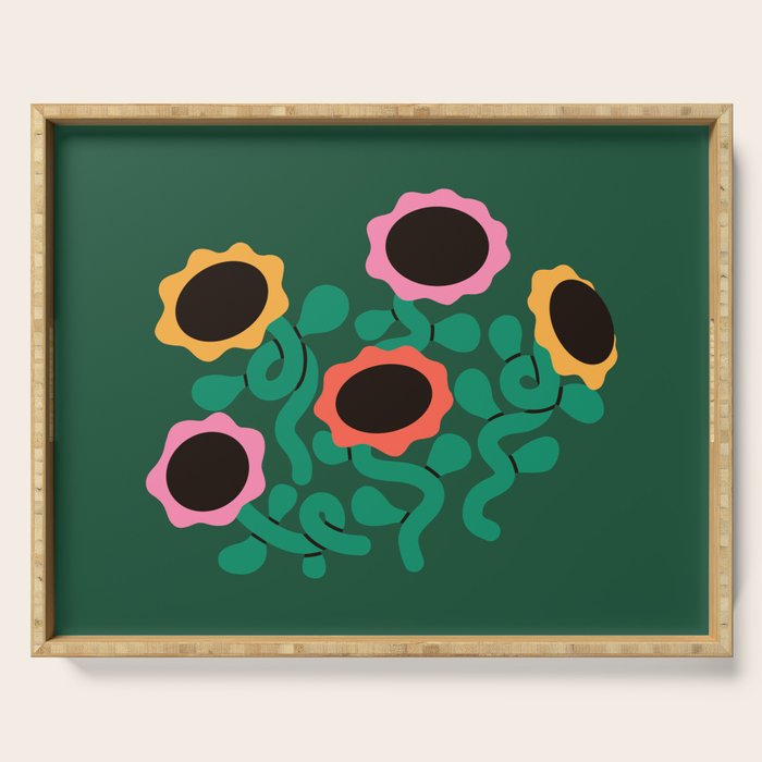 Colorful Abstract Sunflowers Serving Tray Gallery Image 1